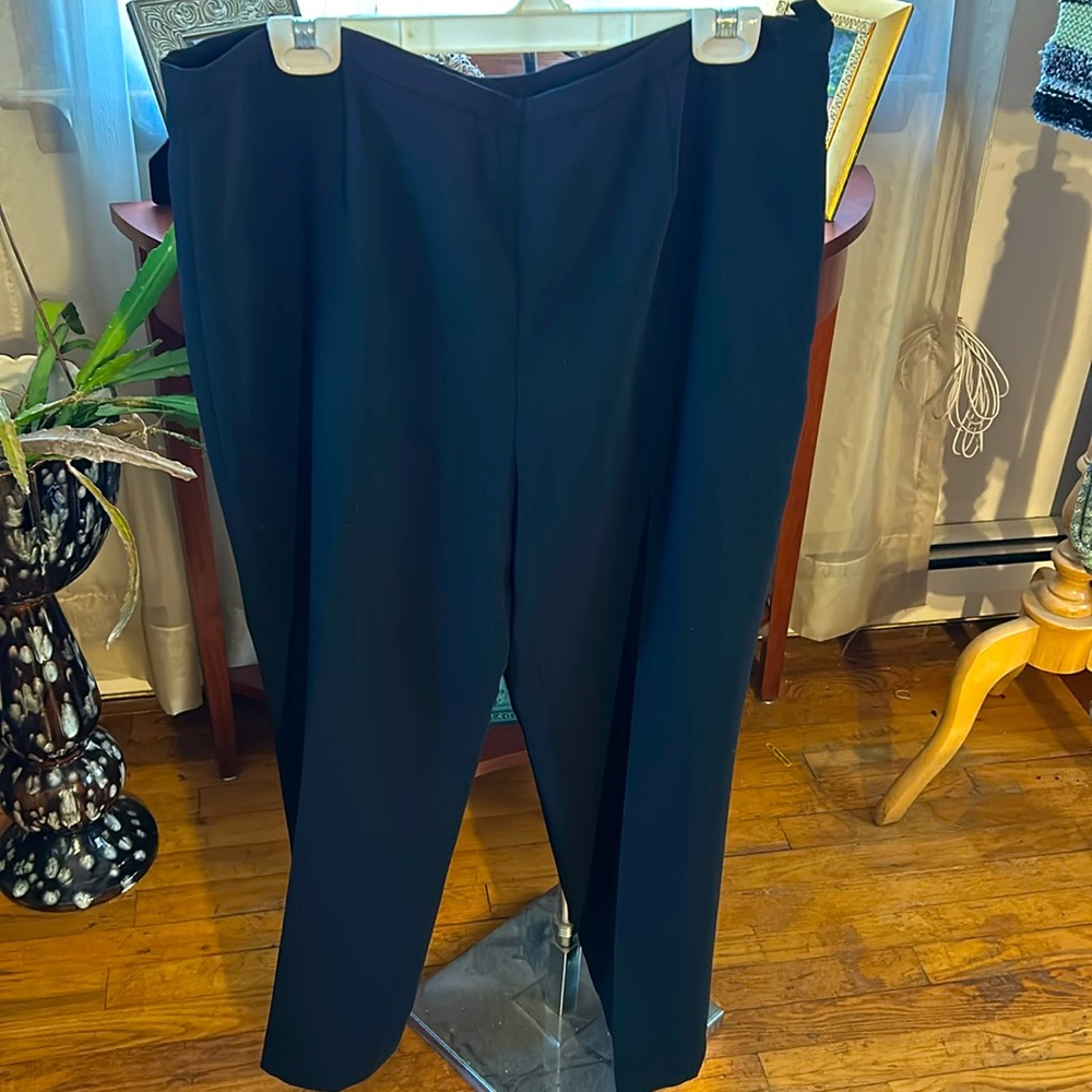 Kate Hill pants, size 18W, black with faint red pinstripes, lined.